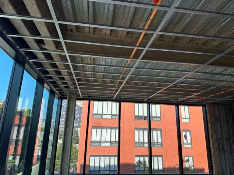 ACT acoustic drop ceiling installation at 33A Street, South Boston