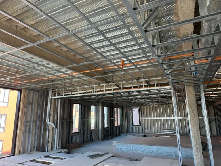 Fire-rated drywall grid system installed in the garage at 33A Street, South Boston