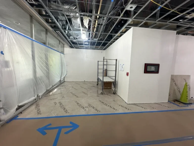 New drywall grid ceiling installation at Brook House Condominiums