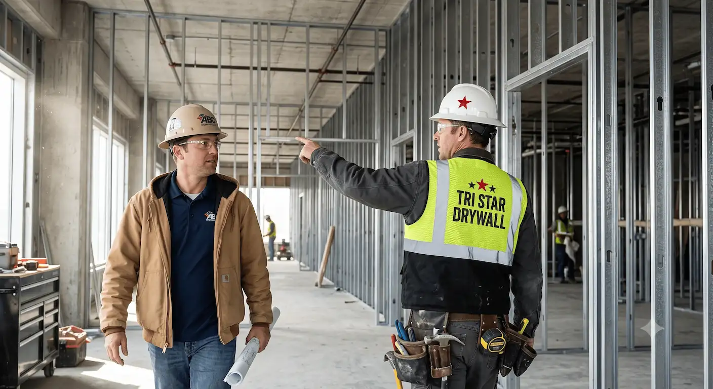Commercial metal stud framing for office interiors in downtown Boston